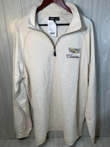 AKWA 1/4 Zip Pullover Herren 2 XL CADILLAC Logo Creme Farbe Langarm Neu Etikett - Bild 1 von 12