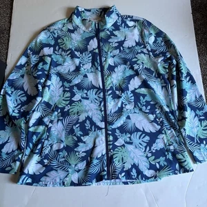 Croft & Barrow Classic Comfort Collection Floral Zip Lightweight Blue Jacket XL - Bild 1 von 5
