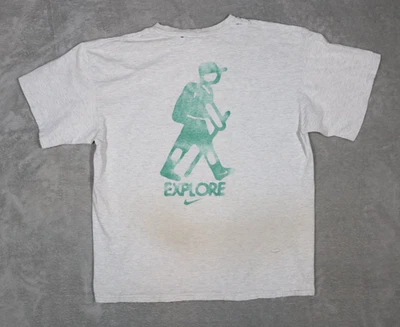 Camiseta gris grande rara para hombre vintage años 90 Nike Explore senderismo hecha en EE. UU. Foto 1 de 4