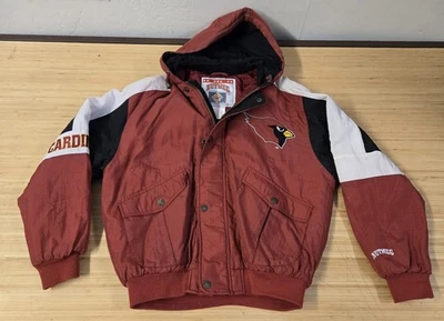 Vintage Arizona Cardinals Jacket Mens Medium Red White NFL Football Nutmeg 90s - Imagem 1 de 4