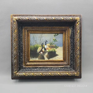 Vintage Kanada Gänse Tierwelt Landschaft Ölgemälde signiert gerahmt 19,7 x 17,7" - Bild 1 von 18
