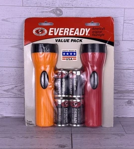 Vintage 2003 Eveready Blitzlichter Vorteilspackung orange rot Kunststoff hergestellt in den USA NEU - Bild 1 von 17