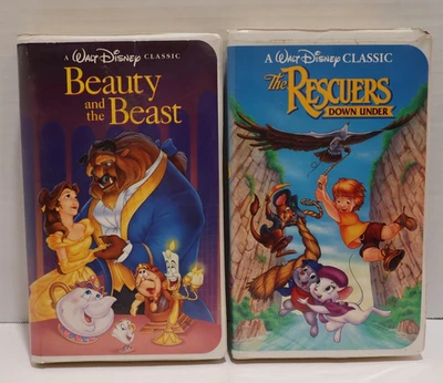 Walt Disney The Classics VHS Lot Of 2 Beauty And The Beast Rescuers Down Under — 第 1/4 张图片