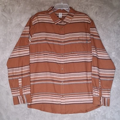 Camisa de franela a rayas marrón Hurley para hombre talla XL manga larga abotonada Foto 1 de 4
