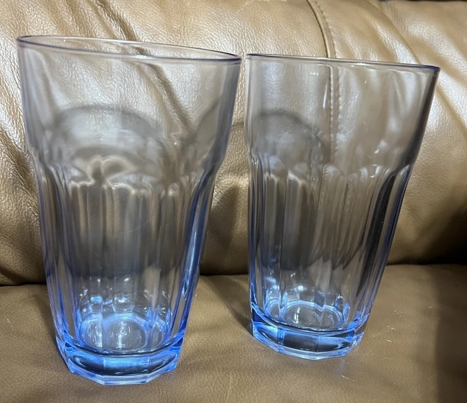 2 Vintage Pasabahce Glass Tumbler Ice Blue Mist Highball Water Or Beverage - Image 1 of 4