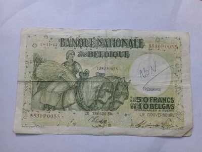 Belgium 50 Francs 1944 Circulated Banknote Foreign World Currency Paper Money - Image 1 of 2