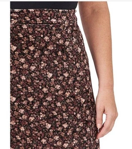 NEW CeCe Sz 1X 14W 16W Velvety Mid-Calf Skirt Black Pink Flowers Zip MSRP $89 - Picture 1 of 7