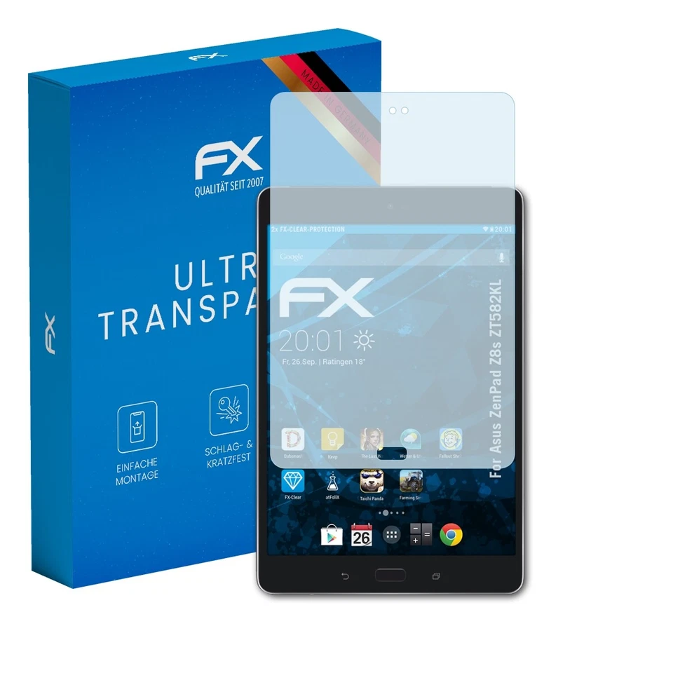 atFoliX 2x Displayschutzfolie für Asus ZenPad Z8s ZT582KL Schutzfolie klar Folie - Bild 1 von 4