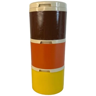 Tupperware Stackable Spice Shakers 1308 Brown Orange Yellow Harvest Color VTG - Image 1 of 4