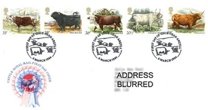 UK FDC Cattle Commemorative Royal Mail First Day Cover Stamps, 6.3.1984 - Picture 1 of 1
