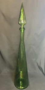 Vintage Empoli Decanter Genie Bottle With Stopper Green 27” Mid Century Modern - Picture 1 of 11