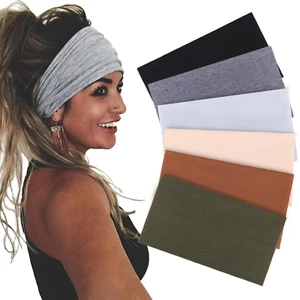 6 Packs Wide Headbands for Women Stretch Fashion Headband Hair Band Turban Sport - Picture 1 of 12