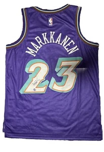LAURI MARKKANEN SIGNED UTAH JAZZ AUTOGRAPHED RETRO JERSEY + BECKETT COA - Picture 1 of 3