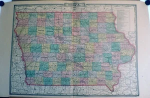 1894 -Map of the State of Iowa - Listing 37 Railroads - Original Antique Map - Picture 1 of 2