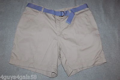 Womens Shorts BEIGE DENIM Lt Purple Belt INSTANTLY SLIMS YOU Casual Cute 20W - Image 1 of 2