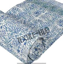 Indian Hand Block King Size Kantha Quilt Bedspread Bedding Throw Cotton Blanket