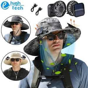 Outdoor Wide Brim Sun Hat w/ Solar Fan UV Protection Fr Fishing Hiking Men Women - Picture 1 of 13