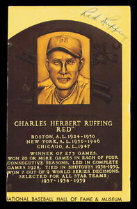 Charles Red Ruffing Autographed Hall of Fame HOF Postcard Yankees Trimmed 222529