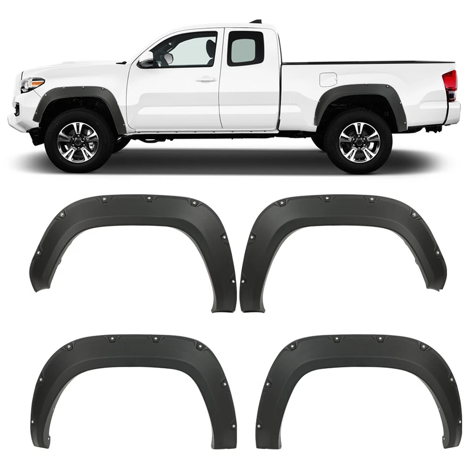 4pcs Fit For 2016-2022 Toyota Tacoma Pocket Rivet Bolt On Fender Flares Black - Image 1 of 4