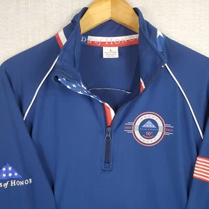 FOLDS OF HONOR Size Large Mens 1/2 Zip Pullover Stars Stripe USA Golf Blue - Picture 1 of 17
