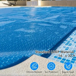 16 X 32ft Solar Pool Cover for Rectangular Frame Swimming Pools Cover 300um - Picture 1 of 7