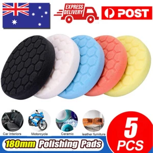 5x180mm Sponge Polishing Pads 7 inch Waxing Buffing Buffer Set for Car Polisher - Picture 1 of 9