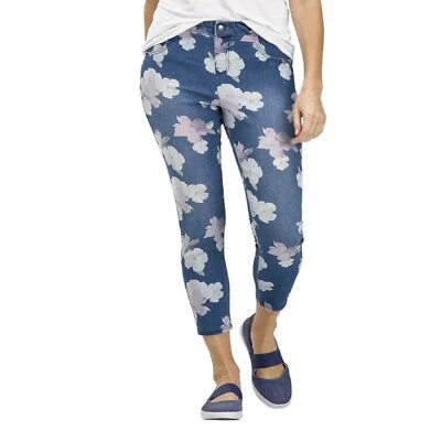Talla 3X HUE Mujer Azul Denim-look Floral Tiro Alto Skimmer Leggings XXXL 22-24 Foto 1 de 4