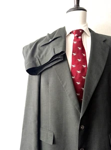 Vintage Jos. A. Bank 2-Piece Suit Men's 46L Long - 39W x 30L Dark Green Wool USA - Picture 1 of 14