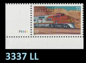US 3337 All Aboard Super Chief 33c plate single LL P4444 MNH 1999 - Picture 1 of 1