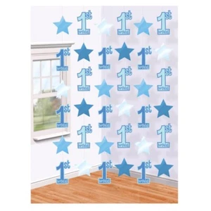 1st Birthday Blue Stars Party Supplies Boy String Decorations Blue 7ft Long - Picture 1 of 4
