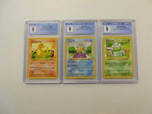 Pokemon Base set shadowless starters CGC 9 Bulbasaur Squirtle Charmander graded - Picture 1 of 5
