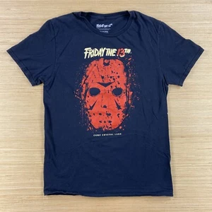 Friday the 13th Shirt Mens Medium 38/40 Black Lage Graphic Print Hockey Mask 90s - Picture 1 of 7