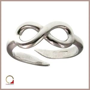 Anello Infinito in argento da donna Infinity uomo regolabile rodio oro bianco - Foto 1 di 5