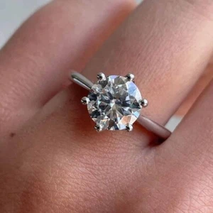 1.99Ctw Round Cut Moissanite Solitaire Engagement & Wedding Ring 10K White Gold - Picture 1 of 6