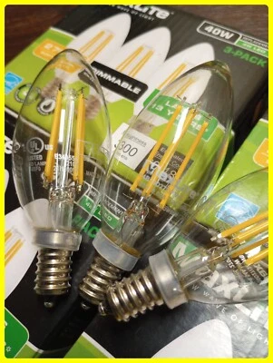 Maxlite 4W LED Light Bulbs Lot Of 18 40 Watt 2700K Dimmable Soft White B10 6 Box - Image 1 of 4