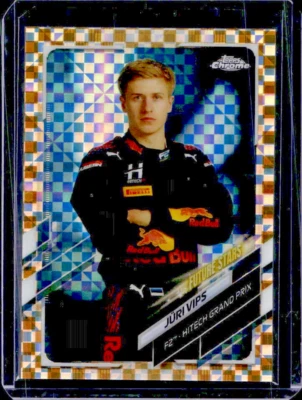 2021 Topps Chrome Formula 1 F1 #69 Juri Vips Gold Checker Flag Refractor 36/50 - Image 1 of 2