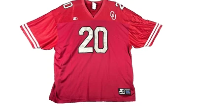 Oklahoma SOONERS OU Football Jersey Mens XL Red Embroidered Starter #20 - Image 1 of 4