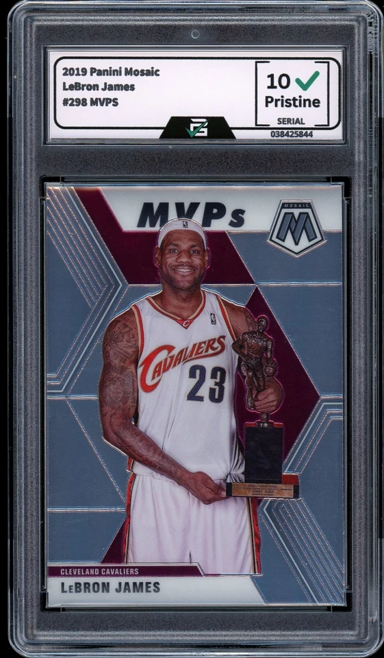 Tarjeta Panini Mosaic #298 2019 LeBron James graduada 10 gema como nueva MVPS Cavaliers Foto 1 de 2