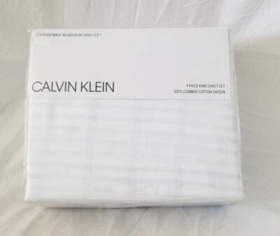 Комплект простыней Calvin Klein Blue & White King 4 шт. новые нераспакованные - Изображение 1 из 4