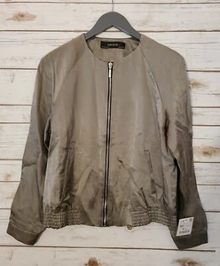 Chaqueta bomber Zara Basic verde oliva brillante para mujer talla XS - Imagen 1 de 9
