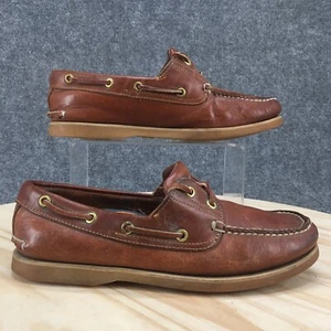 Timberland Shoes Mens 8M Boat Shoes Brown Leather Lace Up Low Top Moc Toe Casual - Picture 1 of 17