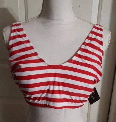 Nuevo Traje de baño para mujer AVA & VIV rojo y blanco Bikini Top Traje de baño Talla grande 16W Foto 1 de 2
