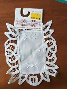 Doily Wimpole Street Creations 7" X 6" Cotton Linen Embroidered Lace Vintage - Picture 1 of 8