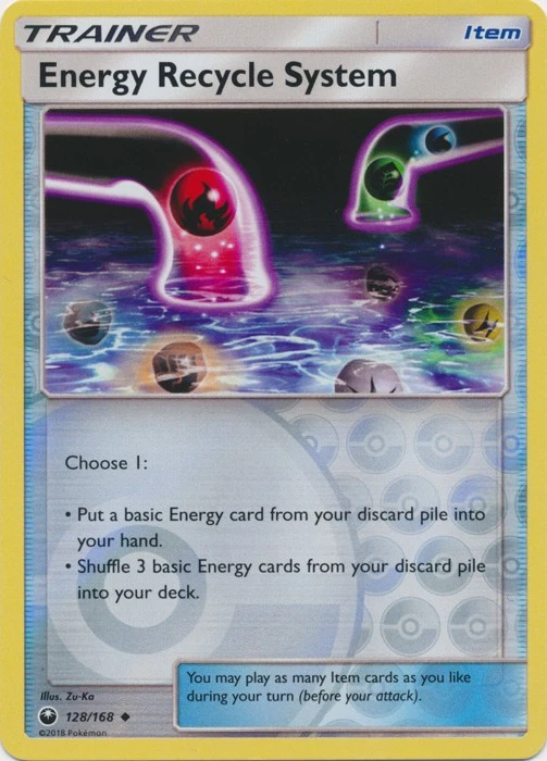 Pokemon - Energy Recycle System - 128/168 - Uncommon - Reverse Holo - Sun & Moon - Image 1 of 1