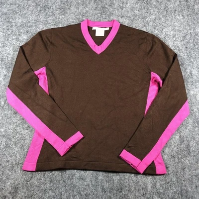 Nike Golf Shirt Womens Medium Brown Pink Dri-FIT V-Neck Long Sleeve Performance - Image 1 of 4