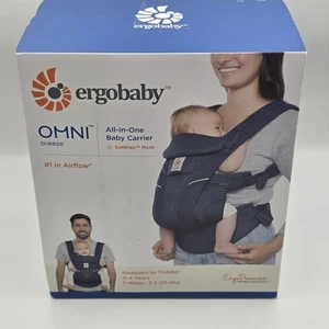 Ergobaby Baby Carrier Omni Breeze, Newborn to Toddler, 7-45 lbs, Midnight Blue - Picture 1 of 13