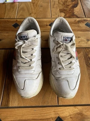 Scarpe Ginnastica Donna Tommy Hilfiger 39 Vera Pelle Rialzo Usate Consumate - Imagen 1 de 4