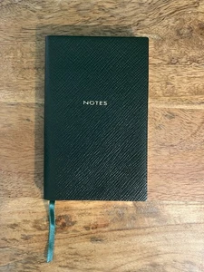 Luxury Smythson of London Leather Notebook – Forest Green – Brand New - Picture 1 of 7