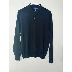 Joseph Lyman Herren Merinowolle Strick Poloshirt Größe M Schwarz Langarm - Bild 1 von 4