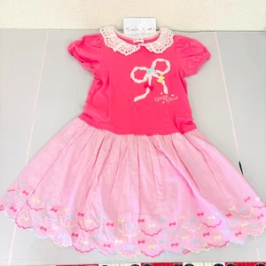 Mezzo Piano Kids One Piece 140cm Pink Ribbon Lace Collar Frill Kawaii Clothing - Picture 1 of 24